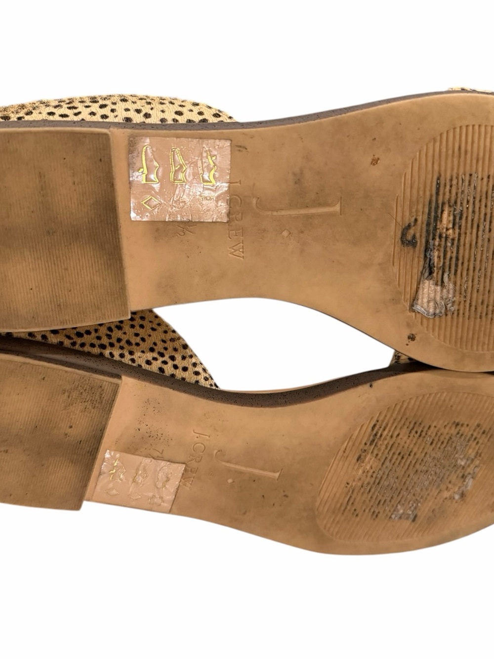 J. Crew Morgan Womens 7.5 Leopard Print Calf Hair Flats Peep Toe Slip On Shoes - Picture 5 of 6